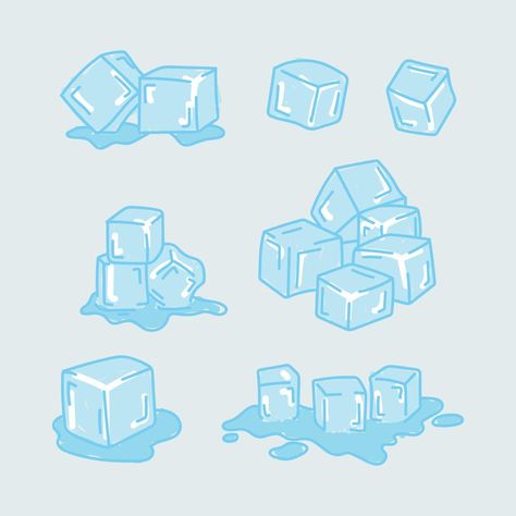 Doodled Ice Cubes Cartoon Ice Cube, Ice Cube Design, Ice Effect Drawing, How To Draw Ice Cubes, Ice Crystals Drawing, Ice Cubes Drawing, Ice Cubes Illustration, Ice Doodle, Ice Cube Illustration