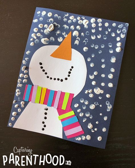 Snowman Crafts Preschool, Snow Crafts, Winter Crafts Preschool, January Crafts, Christmas Art Projects, December Crafts, Winter Art Projects, Preschool Christmas Crafts, Christmas Arts And Crafts