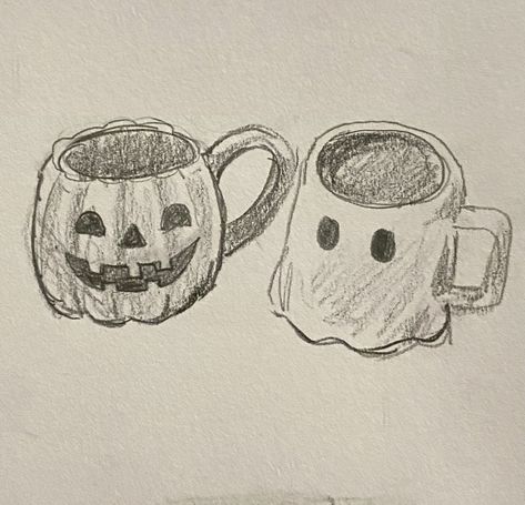 Fall Inspo Drawing, Halloween Drawings People, Fall Themed Drawing Ideas, Drawings For November, Sketch Book Skeleton, Random Objects Drawing, Drawing Mugs Ideas, Sketch Book Halloween, Fall Art Sketches