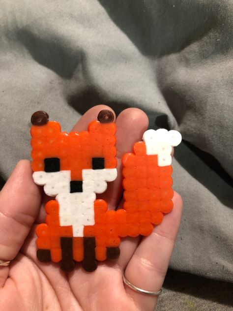 Peeler Bead Animals, Animal Hama Beads, Fox Perler Bead Pattern, Fox Perler Beads, Perler Beads Animals, Perler Bead Animals, Hama Animals, Hamahelmi Ideas, Perler Animals