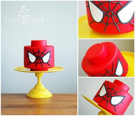 Lego Head Birthday Cake, Spiderman Lego Birthday Party, Marvel Lego Cake, Lego Spiderman Birthday Party, Lego Spiderman Party, Lego Avengers Cake, Spiderman Lego Cake, Spiderman Head Cake, Lego Superhero Cake