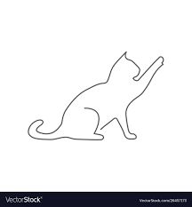 Cat one line drawing on white Royalty Free Vector Image 1 Line Drawing, Line Drawing Cat, Cat Line Drawing, Single Line Drawing, Cat Sketch, Image Cat, Aesthetic Cat, Drawing Vector, One Line Drawing