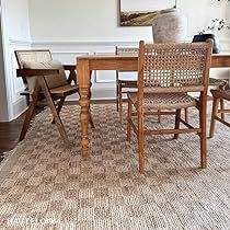 Jute Rug In Dining Room, Kitchen Table Rug, Checkered Carpet, Rug Under Dining Table, Jute Rug Dining Room, Natural Farmhouse, Natural Fiber Area Rug, Dinning Room Rug, Glen Arbor