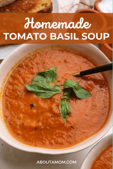 Bring the garden to your table with this soul-soothing Homemade Tomato Basil Soup. Tomato Basil Bisque Recipe, Homemade Creamy Tomato Basil Soup, Tomatoe Soup Homemade Fresh Tomatoes, La Madeleine Tomato Basil Soup, Recipe For Tomato Basil Soup, Tomato And Basil Soup, Homemade Tomato Basil Soup, Tomato Basil Bisque, Ravioli Soup