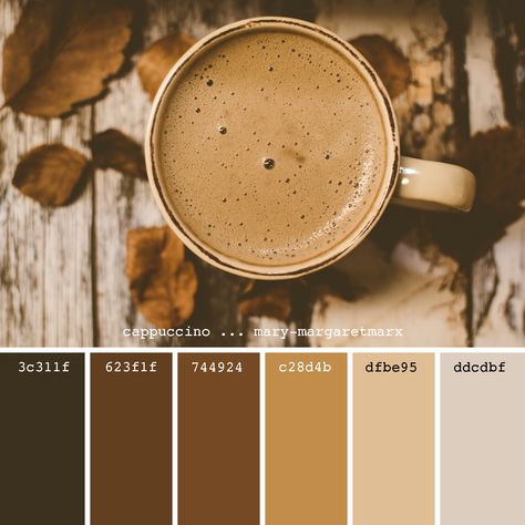 Essen, Caramel Cappuccino, Cappuccino Color, Coffee Brown Color, Website Color Palette, Brown Color Schemes, House Color Palettes, Color Script, Brown Color Palette