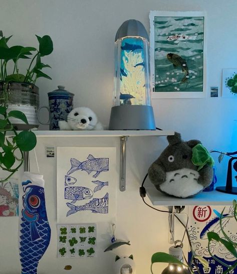 Ocean Room Decor, Rum Inspo, Zimmer Diy, Ocean Room, Room Redesign, Hiasan Bilik, Study Room Decor, Anime Room, Room Deco