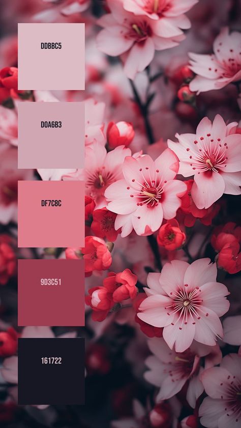 Colors: DDBBC5 ° D0A6B3 ° DF7C8C ° 9D3C51 ° 161722 Colour Palettes Aesthetic, Sultry Color Palette, Colour Pallets Inspiration, Color Palettes With Red, Pink Color Palette Colour Schemes, Pink Palette Color, Color Pallet Ideas, Pink Color Aesthetic, February Color Palette