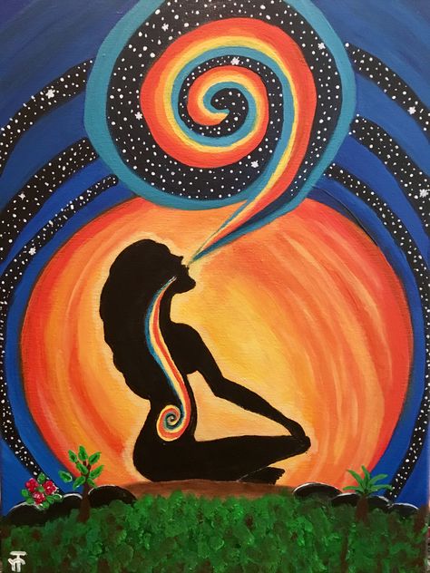 Mindfulness Painting Ideas, Spiritual Art Painting Easy, Spiritual Art Easy, Spiritual Paintings Canvases, Healing Art Drawing, Yoga Painting Ideas, Spiritual Painting Ideas, Spiritual Paintings Easy, Mystical Art Spiritual