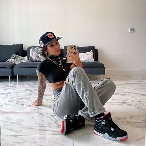 AGGY ABBY on Instagram: “Jordans wit short strings, u can’t tie me. Top @fashionnova FashionNovaPartner” Jordan Retro 4 Bred Outfits, Bred 4s Outfit Womens, Retro 4 Jordans Outfit, Bred 4 Outfit Women, Bred 4 Outfit, Bred 4s Outfit, Retro 4 Jordans Outfit Women, Jordan Retro 4 Outfits Women, Bred 4 Outfits