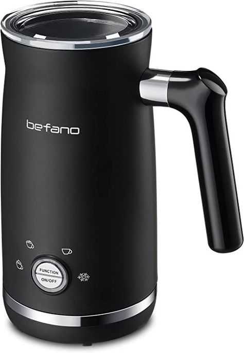 Befano Milk Frother and Steamer, 4 in 1 Automatic Milk Foam for Hot and Cold Milk, Hot Chocolate, Latte and Cappuccino, Portable 10.1oz Milk Warmer Milk Warmer, Hot Chocolate Milk, Chocolate Cappuccino, Coffee Reading, Electric Milk Frother, Milk Foam, Drink Mixer, Frothing Milk, Coffee Enthusiast