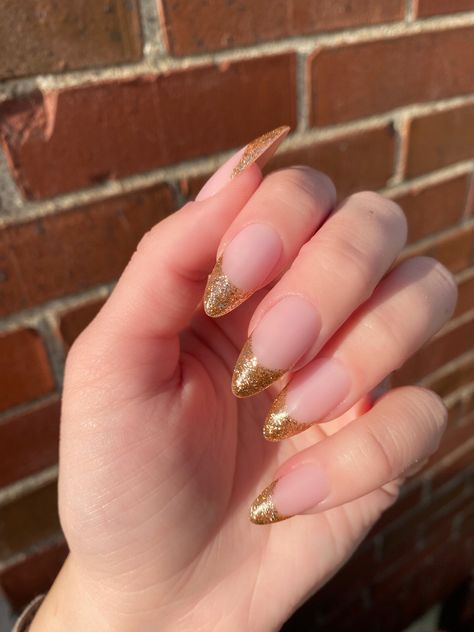 Nails Pale Pink, Press On Nails French Tip, Press On Nails French, Gold French Tip, Gold Chrome Nails, Pale Pink Nails, Nails Neutral, Nails French Tip, Glitter French Tips