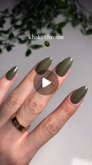 January Nails Chrome, Green Olive Dirty Martini Nails, Khaki Chrome Nails, Dirty Martini Nails, Martini Nails, Olive Nails, Nail Colours, Dirty Martini, Chrome Nails