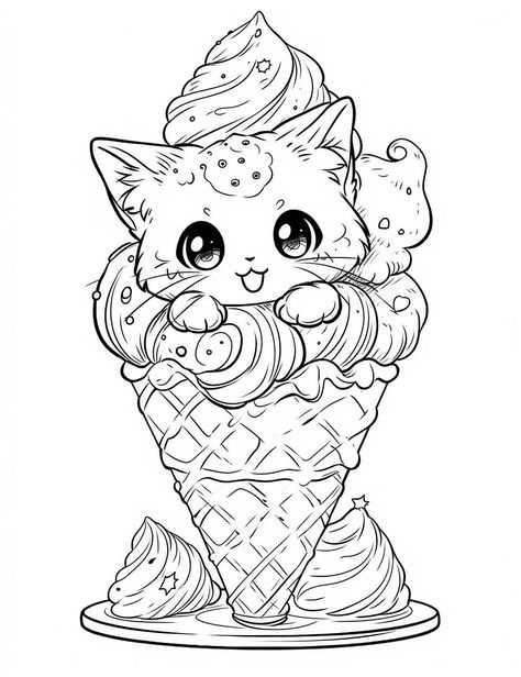 Ice Cream Coloring, Ice Cream Coloring Pages, Creative Haven Coloring Books, A Coloring Page, Food Coloring Pages, Yummy Ice Cream, Kitty Coloring, Adult Coloring Designs, Pattern Coloring Pages