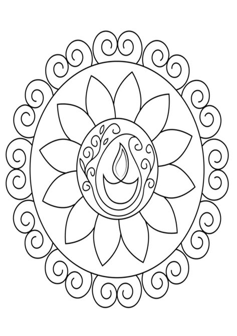 Rangoli Coloring Pages, Diwali Colours, Rangoli Drawing, Diwali For Kids, Diwali Activities, Diwali Drawing, Rangoli Colours, Rangoli Patterns, Detailed Coloring Pages