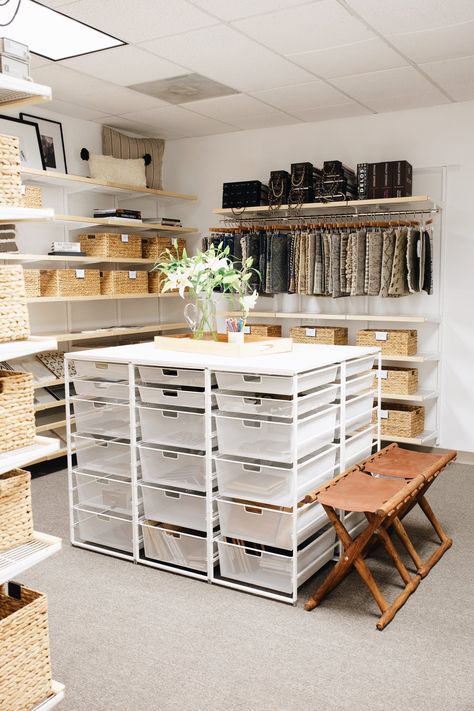 Interior Design Workspace, Design Workspace, Design Studio Workspace, Design Studio Office, Studio Organization, Organization Inspiration, The Container Store, Workspace Design, Custom Closets