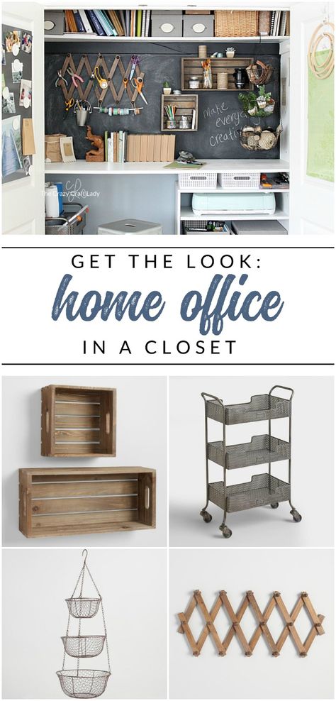 Designing a Closet Desk and Functional Home Work Space - The Crazy Craft Lady Small Office Organization At Work, Organization At Work, Small Office Organization, Craft Room Closet, Desk Redo, Closet Desk, Small Dorm Room, Pallet Desk, Small Dorm