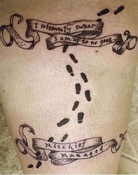 Marauders Map Tattoo, Mischief Managed Tattoo, Map Tattoo Ideas, Harry Potter Tattoo Sleeve, Styles Of Tattoos, Oz Tattoo, Map Tattoo, Hp Tattoo, Tribute Tattoos