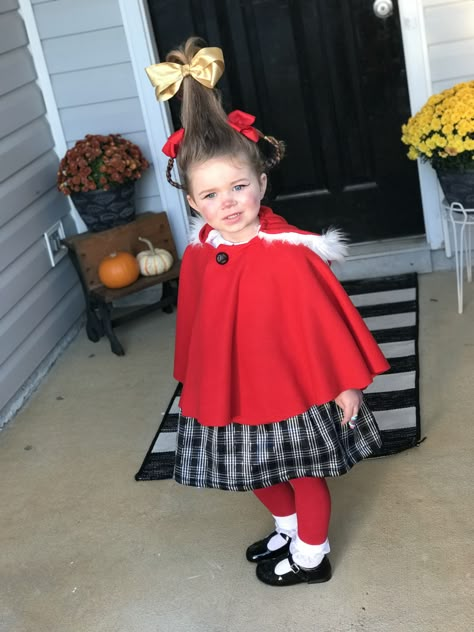 Easy Cindy Lou Who Hair, Cindy Lou Makeup, Cindy Lou Costume Diy, Easy Cindy Lou Who Hair For Kids, Cindy Lue Who, Cindy Lou Dti Outfit, Cindy Lou Who Hair Toddler, Diy Cindy Lou Who Costume, Toddler Cindy Lou Who Costume