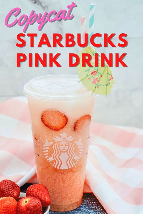 Have you ever wondered how to make a copycat Starbucks pink drink to enjoy at home? Here's what this drink is and how to make it! Pink Drink Recipe, Starbucks Pink Drink Recipe, Pink Drink Starbucks, Starbucks Pink Drink, Pink Drink Recipes, Drink Starbucks, Strawberry Acai Refresher, Copycat Starbucks, Strawberry Acai