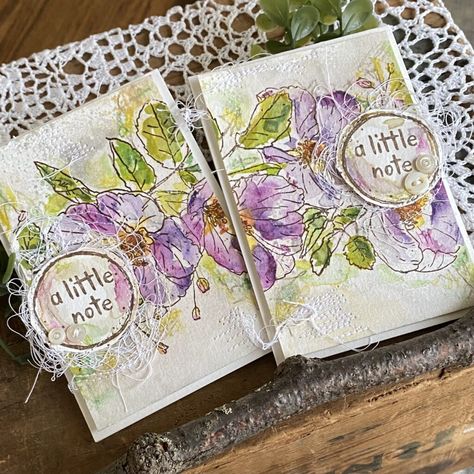 Watercolor Stamps, Tim Holtz Stamps, Tim Holtz Cards, Nest Design, Tiny Prints, Handmade Beauty Products, Small Cards, Floral Notes, Floral Background