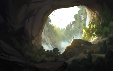 Cave Entrance, Daily Sketch, Scenery Background, Landscape Concept, Environment Art, Landscape Drawings, Fantasy Art Landscapes, Landscape Illustration, 판타지 아트