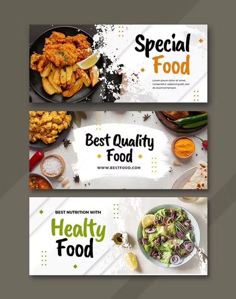 Food Facebook Cover Template PSD Food Facebook Cover, Website Slider, Banner Design Layout, Gfx Design, Elegant Food, Creative Banners, Flyers Design, Food Art Photography, Facebook Cover Design