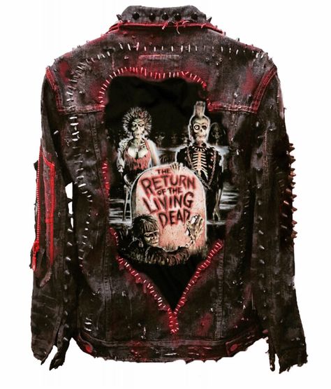 Return Of The Living Dead, Heavy Metal Fashion, The Living Dead, Custom Leather Jackets, Battle Jacket, Older Women Fashion, Women Fashion Edgy, Metal Fashion, The Zone