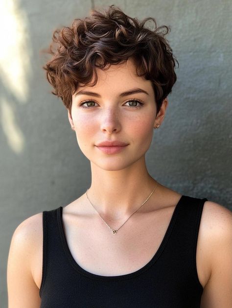 Curly Pixie Oval Face, Chemo Curls Hairstyles Curly Pixie, Wavy Hair Pixie Haircut, Pixie Haircut On Curly Hair, Short Pixie Curly Hairstyles, Boy Cut For Women Curly, Women’s Short Curly Haircuts, Perm Pixie Haircut, Short Curly Hair Cuts For Women