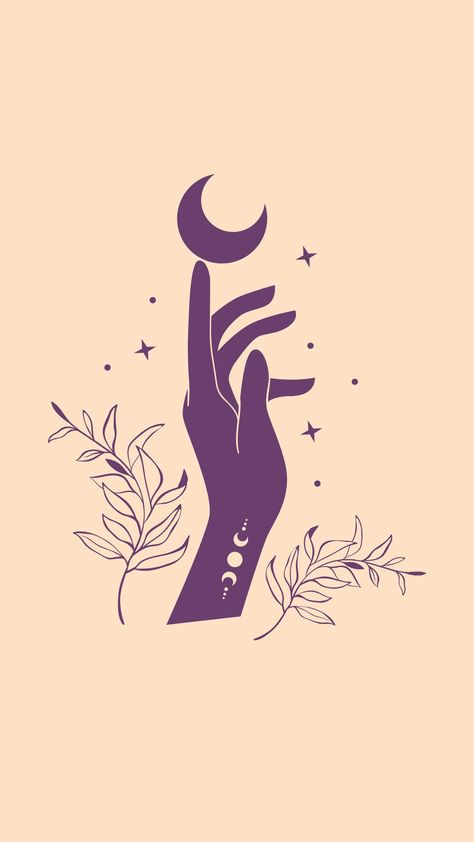 Here is a cute and simple wallpaper you can download for free. a simple olive background with a purple hand touching the moon. Witchy Apple Watch Wallpaper, Dark Witchy Wallpaper, Fall Background Wallpaper, Witchy House, Lavender Moon, Witchy Boho, Witch Wallpaper, Halloween Wallpaper Backgrounds, Spiritual Wallpaper