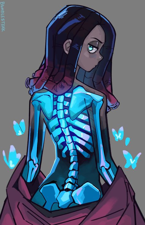 “Glow in the dark 🦋” Bumblesteak Art, Undead Oc, Shadow Character Design, Witch Oc Female, Magic Oc, Ghost Oc, Horror Oc, Skeleton Girl, Different Art Styles