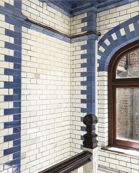 Antique Subway Tile, Modern Colonial Kitchen, Brown Tile Bathroom, Blue Subway Tile, Victorian Tile, Colonial Kitchen, Tiled Hallway, Modern Colonial, Old School House