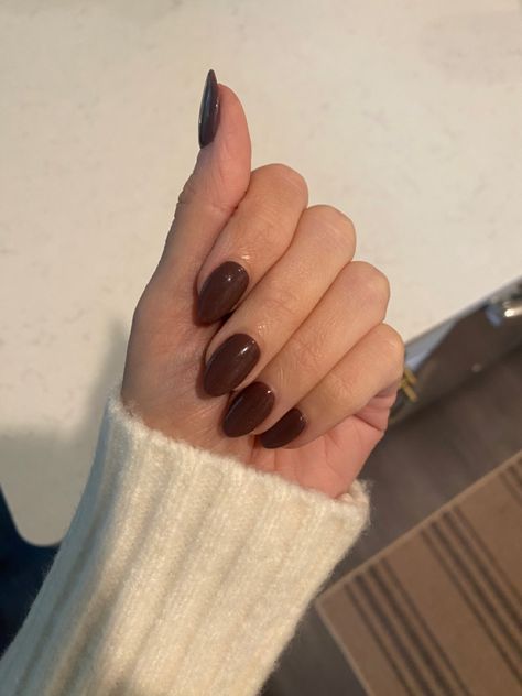 Dark Chocolate Brown Nails, Dark Brown Fall Nails, Dark Brown Nails Acrylic, Dark Brown Nails Designs, Classy Brown Nails, Autumn Nails Brown, Brown Autumn Nails, Chocolate Brown Nails, Oval Acrylic Nails