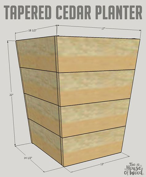 Learn how to build a DIY modern, tapered planter using inexpensive cedar fence pickets! Free design plans and step-by-step tutorial by Jen Woodhouse. Fence Around Pool, Diy Wooden Planters, Diy Wood Planters, Jen Woodhouse, Cedar Fence Pickets, Planter Box Plans, Outdoor Planter Boxes, Cedar Planter Box, Pallet Storage