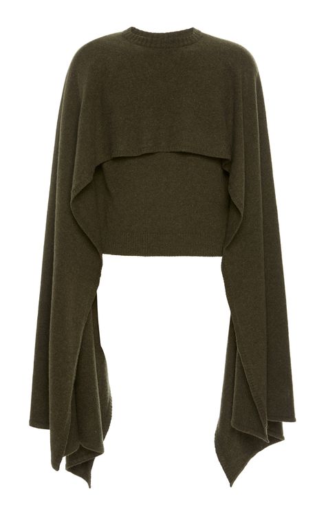 Cashmere Cape Crew by DEVEAUX for Preorder on Moda Operandi Green Cape, Wardrobe Upgrade, Cashmere Cape, Cape Sweater, Cashmere Poncho, Brand Book, Poncho Cape, Global Fashion, Moda Operandi