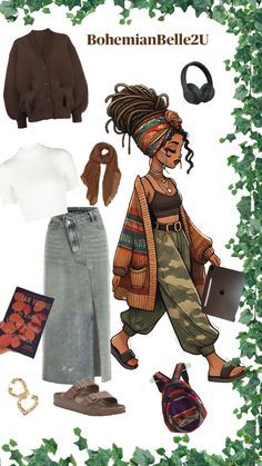 Fall Hippie Aesthetic, Earthy Chic Outfits, Earthy Fall Outfits, Fall Earthy Outfits, Afro Bohemian Style, Modern Bohemian Outfits, Bohemian Fits, Afropunk Outfits, Afro Boho Fashion