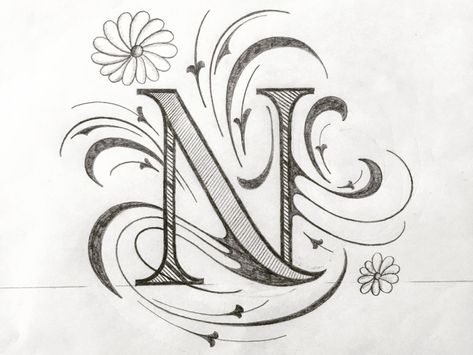 N Drawing Letter, Name Art Drawing, Graffiti Letter N, Script Tattoos, Colored Pencil Art Projects, Tattoo Coloring Book, Cool Symbols, S Letter Images, Bff Gifts Diy