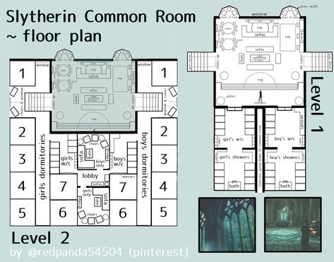 Hogwarts Layout Floor Plans, Slytherin Dorm Room, Slytherin Dormitory, Hogwarts Dorm Room, Hogwarts Common Rooms, Hogwarts Dorm, Slytherin Room, Harry Potter Script, Ravenclaw Common Room