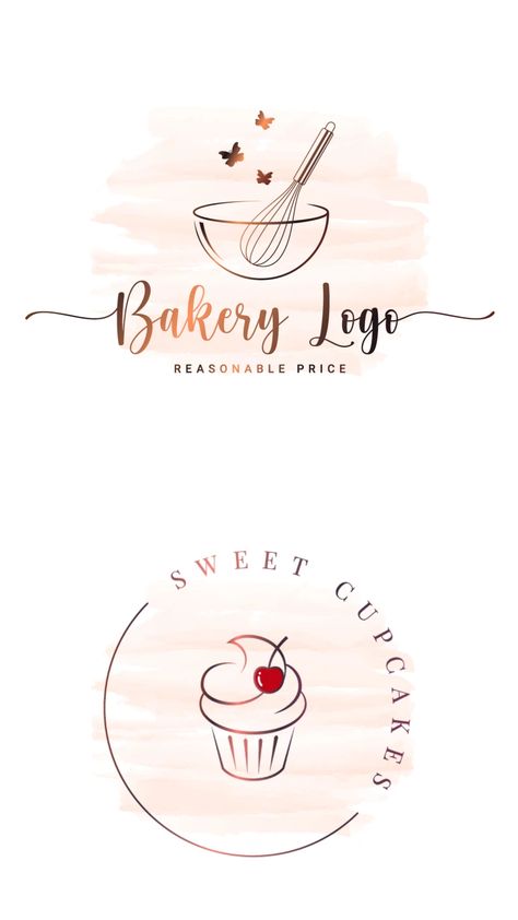 watercolor bakery or cake sweet treats logo Logos For Cake Business, Dessert Business Logo Ideas, Logo Design For Cake Business, Logo For Sweets Business, Bakery Names Ideas Logo, Baking Names Ideas With Logo, Logo For Bakery Business, Cake Logos Ideas, Bakery Shop Logo Design