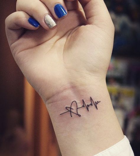 Lifeline Tattoos, Tato 3d, Faith Hope Love Tattoo, Nurse Tattoo, Heartbeat Tattoo, Shape Tattoo, Meaningful Tattoos For Women, Small Tattoos Simple, Small Meaningful Tattoos