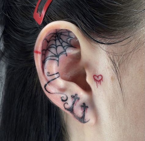 Under Eye Tattoo, 500 Tattoo, Teardrop Tattoo, Spooky Love, Cute Thigh Tattoos, Emo Tattoos, Behind Ear Tattoos, Ear Tattoo Ideas, Neck Tattoos