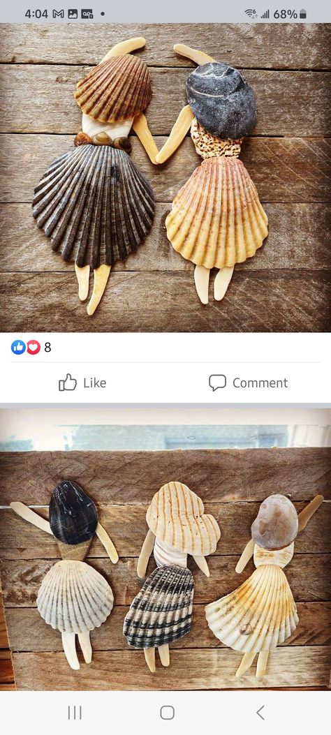 Big Sea Shell Decoration, Crafts From Seashells, Things To Make With Shells From The Beach, Seashell Decorations Diy, How To Make Sea Shell People, Seashell Crafts Sculptures & Statues, Shell And Seaglass Art, Seashell Fall Crafts, Art With Sea Shells Diy Ideas