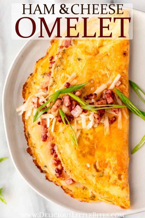 Learn the secret to making the perfect Ham and Cheese omelet. This fancy egg recipe is loaded with savory cheese and diced ham and easier to make than you may think! | #omelet #hamandcheese #hamandcheeseomelet #breakfast #brunch Perfect Ham, Ham And Cheese Omelette, Omlet Recipes, Omelette Recipe Easy, Ham Breakfast, Cheese Omelet, Chili Crisp, Cheese Omelette, Omelets Recipe