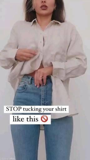 shirt trick by @fashioninflux [Video] | Shirt refashion, Fashion hacks clothes, Clothing hacks Tuck Your Shirt, Stile Hijab, Mode Editorials, Shirt Hacks, Mode Tips, Spring Hiking, Diy Vetement, Diy Fashion Hacks, Diy Fashion Clothing