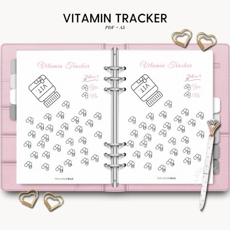 Vitamin Tracker, Medicine Tracker, Medicine List, Pill Chart, Daily Medication, Supplement Tracker, Pill Log, A5 Dot Journal, Journal Page Includes: Vitamin Tracker Details: This is an instant download. No product will be shipped. This item can be printed out or used digitally within an annotation app! Colors may vary slightly depending on your computer or tablet. How to download: 1. Login to your Etsy account on a computer 2. Click 'You', then click 'Purchases and Reviews' 3. Click on your purc Bullet Journal Medication Tracker, Supplement Tracker, Medicine List, Vitamin Tracker, Medicine Tracker, App Colors, Summer Notebook, Bujo 2023, Daily Supplements