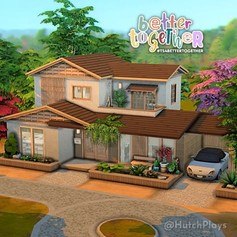 Hutch (@hutchplays) • Instagram photos and videos My Komorebi House, Sims 4 House Inspo Exterior, Sims 4 Mount Komorebi House, Sims 4 Snowy Escape House, Modern Suburban House, Snowy Escape, The Sims 4 Lots, Sims 4 Challenges, Sims Free Play