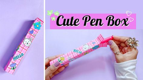 pen box, diy pen box, handmade pen box, paper craft, diy craft ideas, cute pen box, pen holder, paper craft, paper craft ideas, diy, diy craft, school craft, school supples, diy school craft, diy school supplies Pen Diy, Home Handmade, Box Houses, Cute Pens, How To Make Box, Pen Gift, Gift Packs, Craft Diy, Paper Crafts Diy