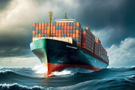 Photo fully containerladen cargo ship sa... | Premium Photo #Freepik #photo #cargo-ship #logistics-export #cargo-shipping #export Cargo Ship Illustration, Ship Sails, Ship Sailing, Cargo Ships, Sea Port, Cargo Ship, Sea Captain, Photo Montage, Sea Transportation