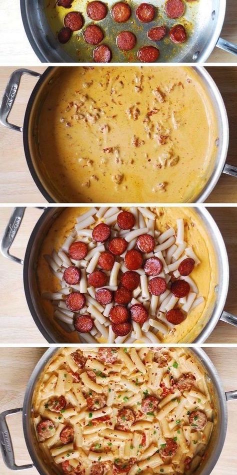 Creamy Mozzarella Pasta, Pasta With Smoked Sausage, Sausage Italian, Smoked Sausage Pasta, Smoked Sausage Recipes, Mozzarella Pasta, Lunchbox Ideas, Läcker Mat, Think Food