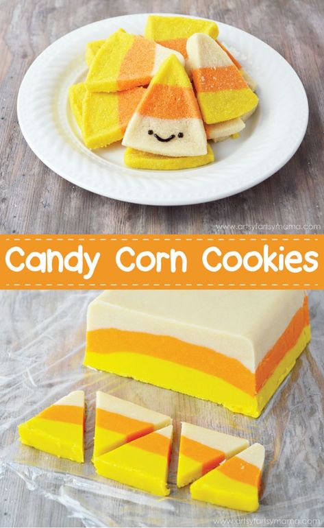 Halloween Candy Corn Cookies, Quick Halloween Treats, Candy Corn Sugar Cookies, Sugar Cookies From Scratch, Corn Cookies, Italian Rainbow Cookies, Sunflower Cookies, Candy Corn Cookies, Butterfinger Candy