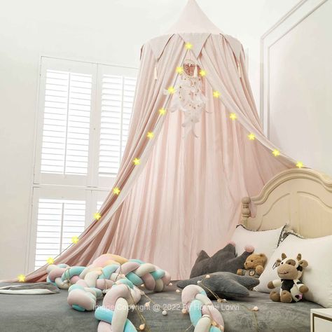 PRICES MAY VARY. KID'S SECRET SPACE & EXQUISITE DECORATION ➤ The kids bed canopy offers kids a castle, a club and a secret garden, a personal place with their friends, they can play and read there. Featured with an easy front opening & lovely triangle tassels, this kids reading tent canopy looks great to create a romantic accent for bedrooms, reading nook, or playing corner. SKIN-FRIENDLY SOFT FABRIC ➤ This bed canopy for girls is product of 100% durable lightweight polyester fabric, soft, cozy, Kids Reading Tent, Canopy Reading Nook, Bed Canopy With Lights, Princess Bed Canopy, Girls Bed Canopy, Kids Bed Canopy, Princess Canopy Bed, Soft Nursery, Canopy Bedroom